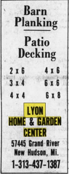 Lyon Home & Garden Center - June 1977 Ad